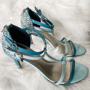 Blue Christian Siriano strappg heel